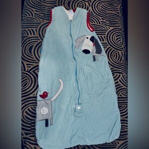 Blue Baby Sleeping Bag with Dog and Bird Design